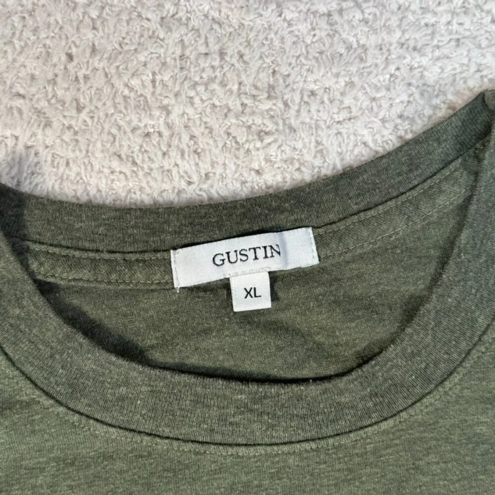 Gustin Mens Short Sleeve Tee T Shirt Green Size XL Workwear Basic Casual Cotton - Picture 5 of 9